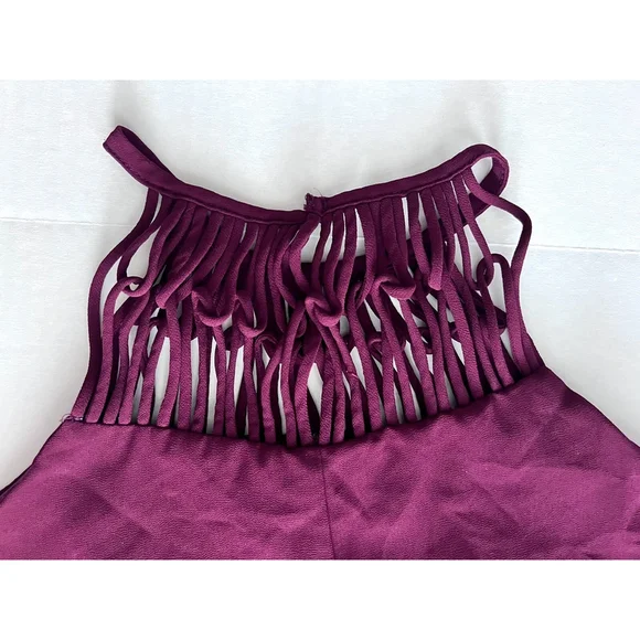 Lulus Dress Small Tell Me Swing Chiffon Strappy Mini Plum Purple Formal Spring - Picture 5 of 8
